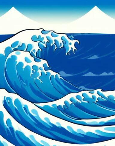 A picture of a big wave in the ocean