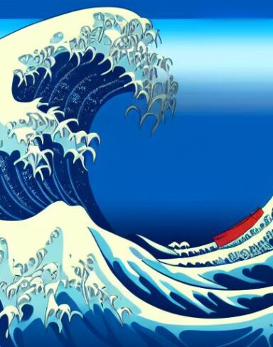 A picture of a big wave in the ocean