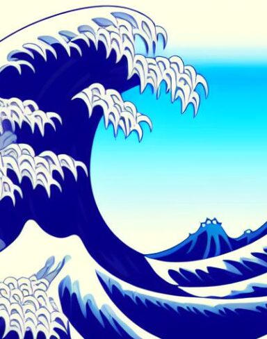 A picture of a big wave in the ocean