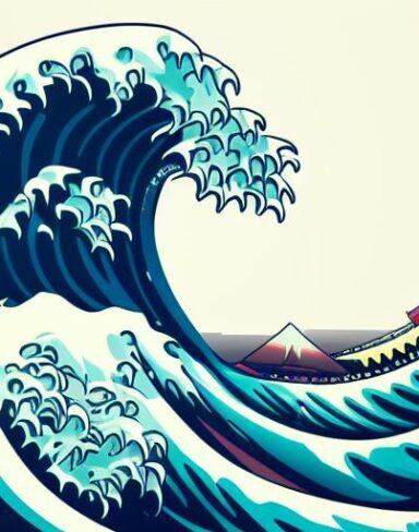 A picture of a big wave in the ocean