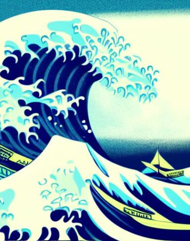 A picture of a big wave in the ocean