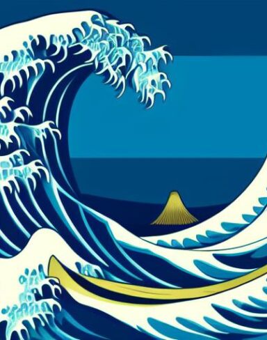 A picture of a big wave in the ocean