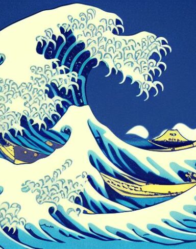 A picture of a big wave in the ocean