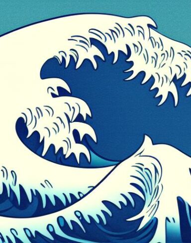 A picture of a big wave in the ocean