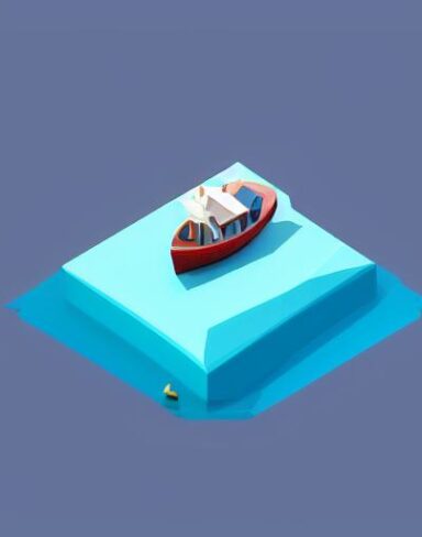A small boat floating on top of a lake