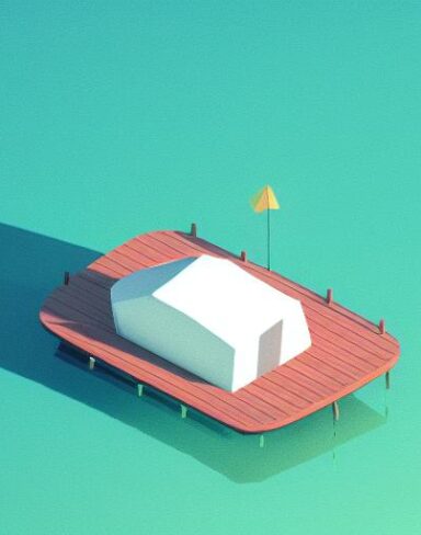 A small boat floating on top of a lake