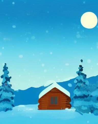A small cabin in the middle of a snowy landscape
