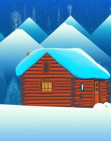 A small cabin in the middle of a snowy landscape