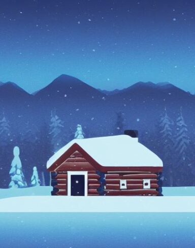 A small cabin in the middle of a snowy landscape