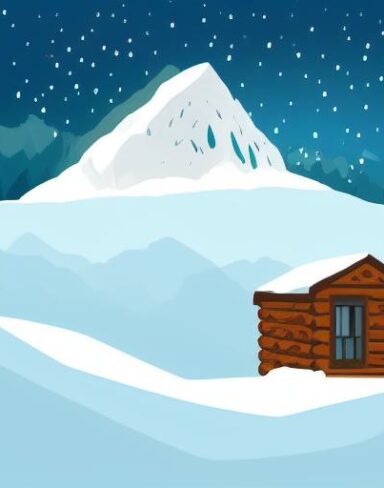 A small cabin in the middle of a snowy landscape
