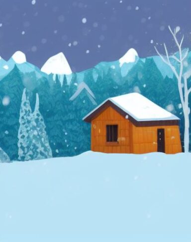 A small cabin in the middle of a snowy landscape