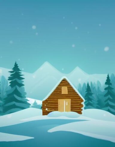 A small cabin in the middle of a snowy landscape