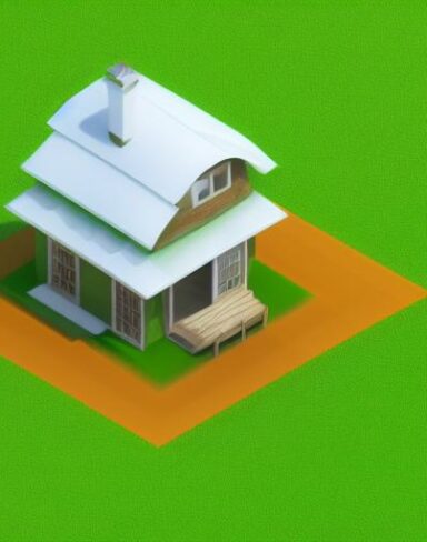 A small house sitting on top of a paper lush green field