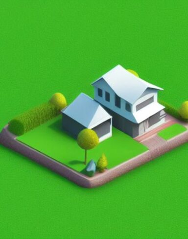 A small house sitting on top of a paper lush green field