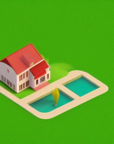 A small house sitting on top of a paper lush green field