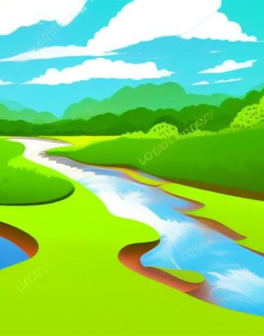 A small river running through a green field