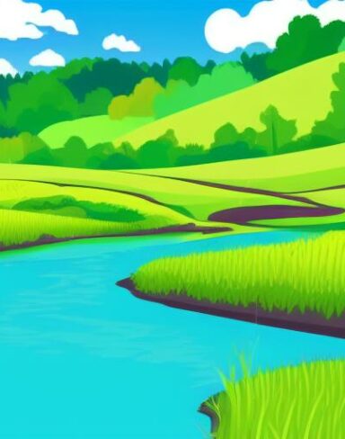 A small river running through a green field