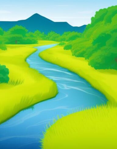 A small river running through a green field