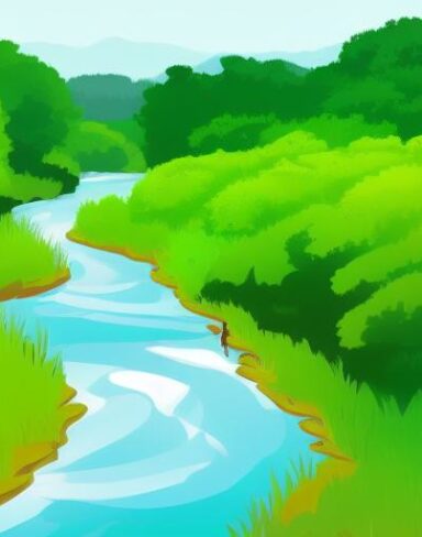 A small river running through a green field