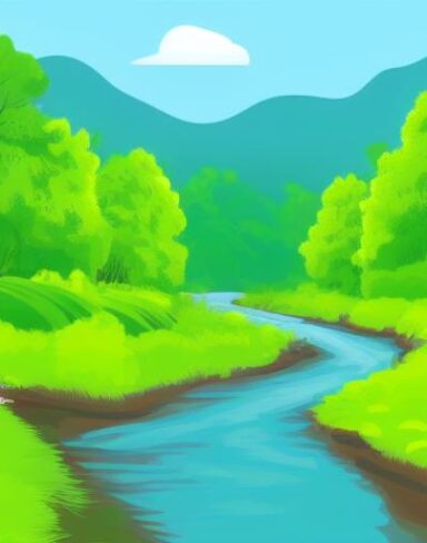 A small river running through the green field