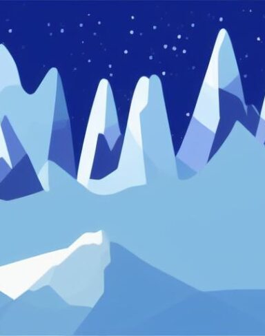 A snow mountain range and trees