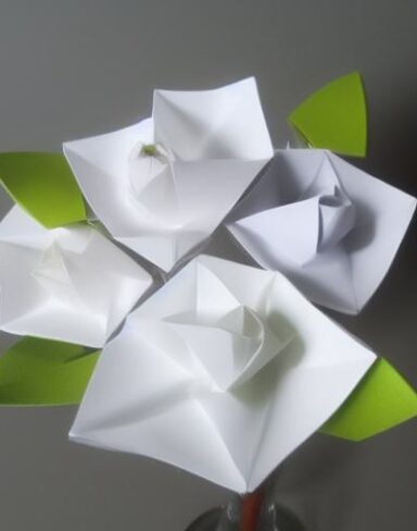 A vase with paper flowers
