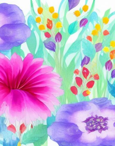 A watercolor painting of colorful and vivid flowers on a white background inspired by Esteban Vicente