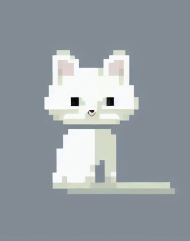 A white cat sitting on top of a white surface