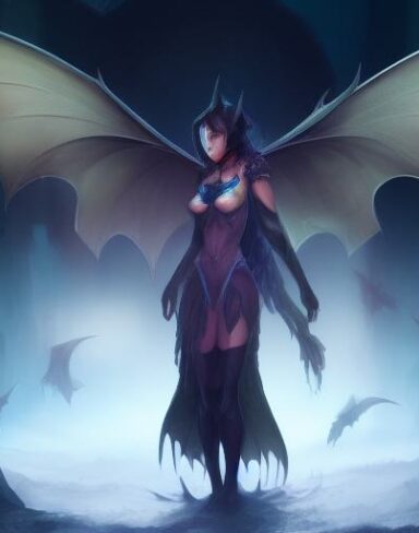 A woman standing in front of a bunch of bats