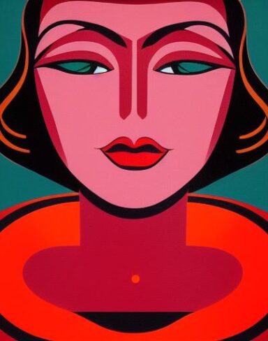 An art deco poster of a woman face