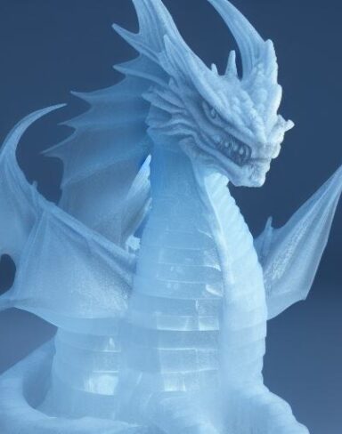 An ice sculpture of a dragon in ice