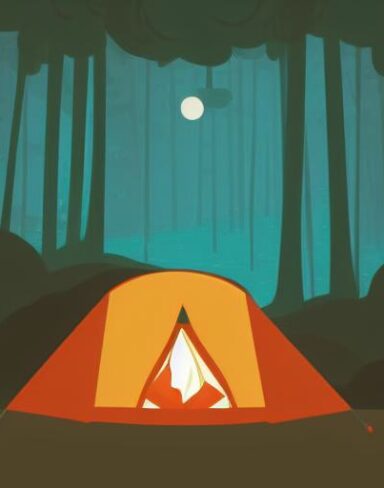Camp in the forest at night