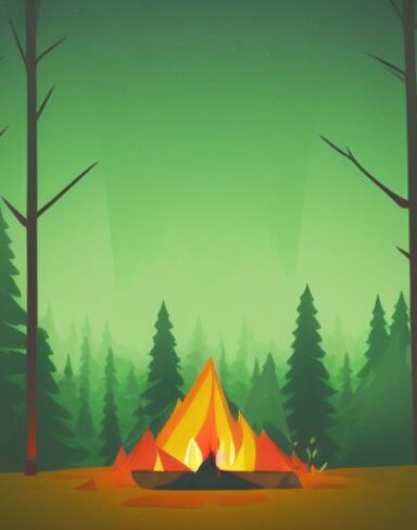 Camping in the forest at night