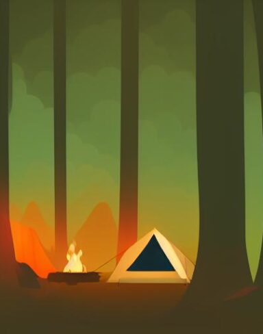 Camping in the middle of a forest at night