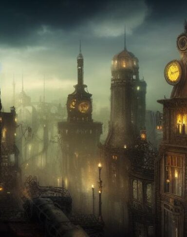 City under steampunk style