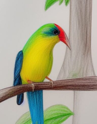 Colorful bird sitting on top of a tree branch