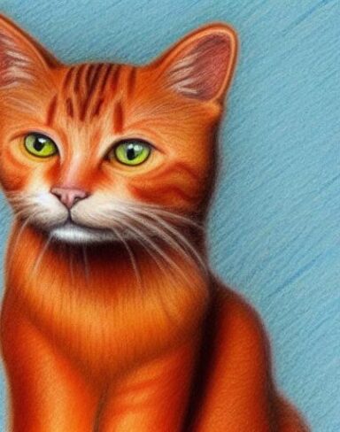 Crayon color drawing of a cat