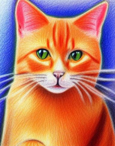 Crayon drawing of a cat