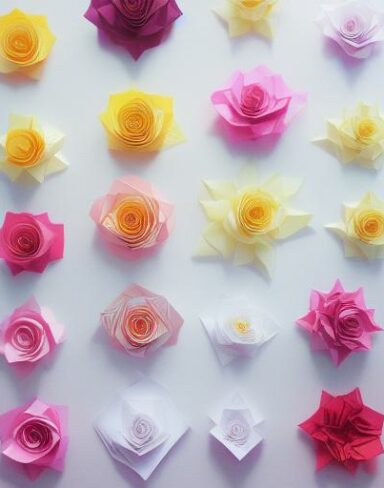 Different sizes of paper flowers