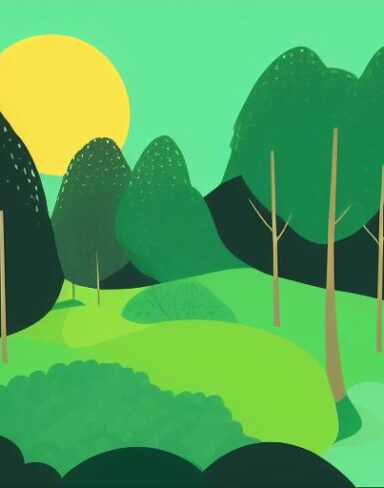 Green and black landscape with some trees