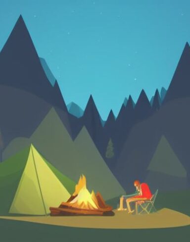 Having a camping in the middle of a forest at night