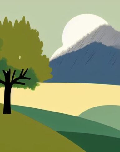 Mountain scene with a tree