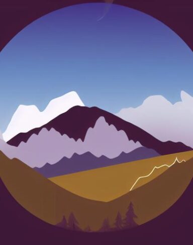 Mountain scene with lone tree