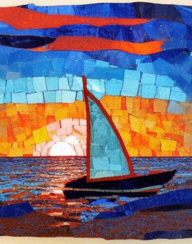 Painting of the sailboat in the sea