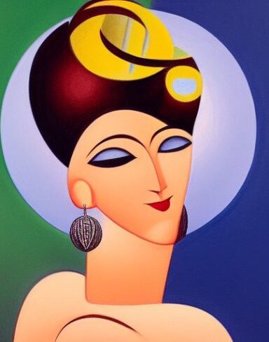 Painting of woman with earrings