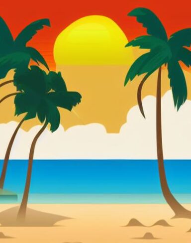 Palm tree on top of a sandy beach
