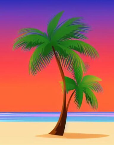 Palm tree sitting on a beach