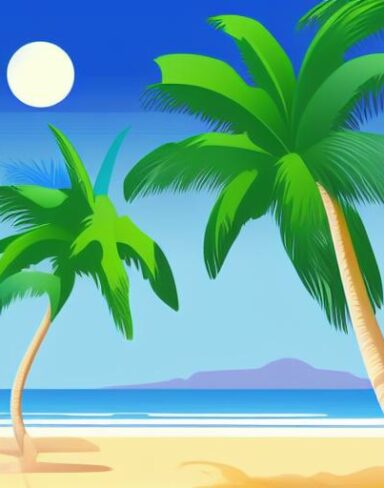 Palm tree sitting on a beach