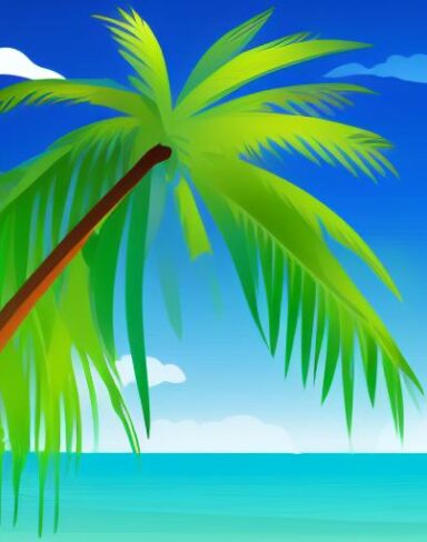 Palm tree sitting on top of a beach