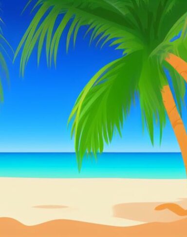 Palm tree sitting on top of a sandy beach